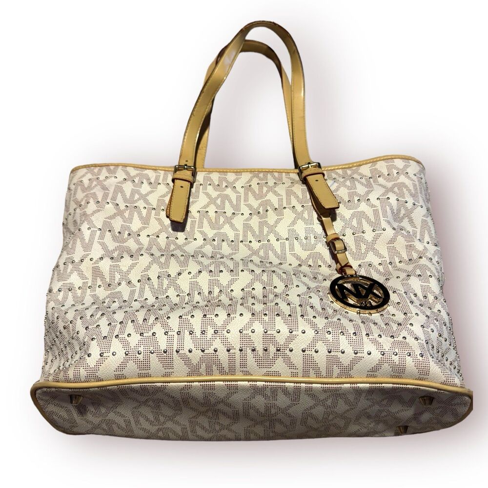 Noble Exchange Logo Monogram Studded‎ Tote Bag